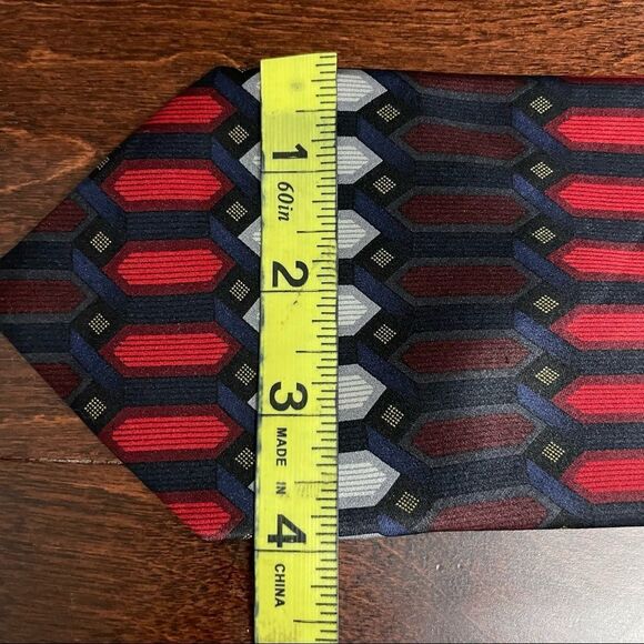 Alexander Julian Colours Silk Tie Red White Silver Black Blue - Picture 6 of 8